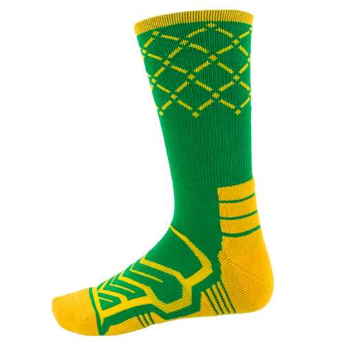 Large Basketball Compression Socks, Green/Yellow