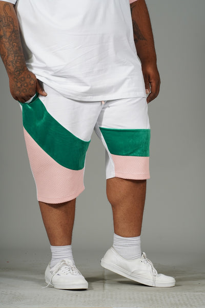 M673 Jacquard Suede Shorts - White Pink