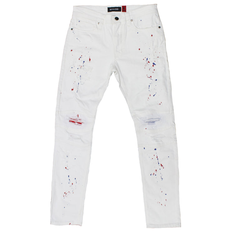 all white biker jeans