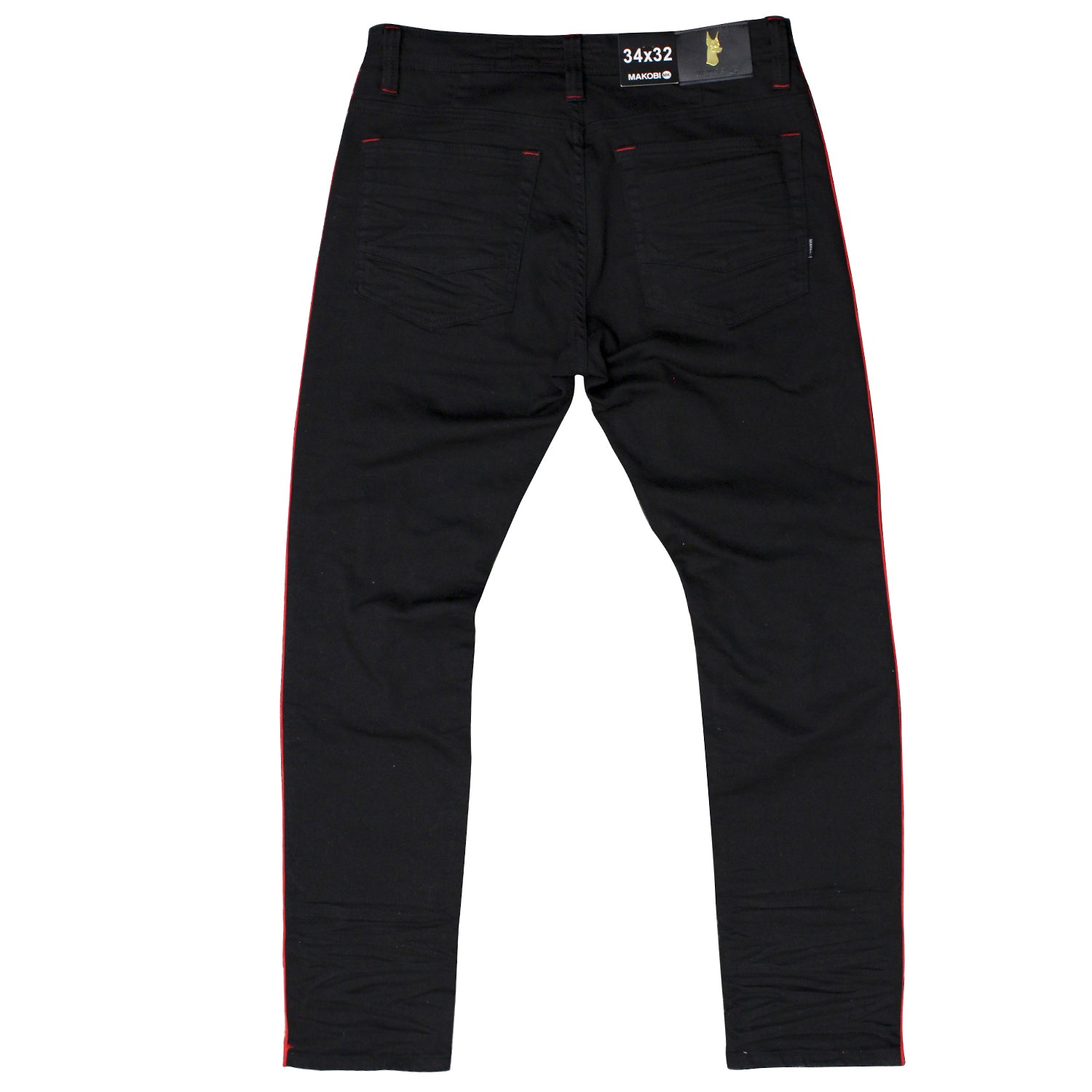 M1769 Makobi Cameo Denim Jeans - Black/Red – Makobi Jeans USA