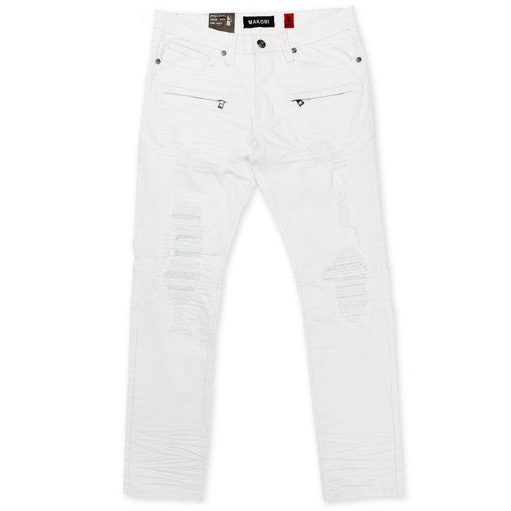 M1771 Makobi Petani Shredded Jeans With Bleach Spots - White – Makobi ...