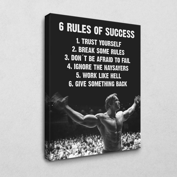 Motivationsspruch Arnold Schwarzenegger 6 Rules Of Success Wandbild Fur Bodybuilder Kraftsport Fitness Be100