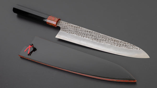 Hitohira Kikuchiyo Kyuzo Amime Silver #3 Gyuto 240mm Lacquered Handle (Traditional Tsugaru/ Saya) | HITOHIRA