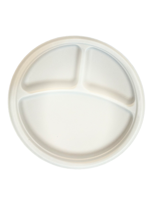 10 BAGASSE BIODEGRADABLE COMPOSTABLE PLATES ONE COMPARTMENT 500CT — P Plus  Packaging
