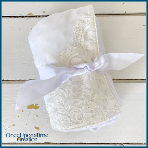 Baby Blanket Keepsake Gift made from a wedding dress by Once Upon a Time Creation