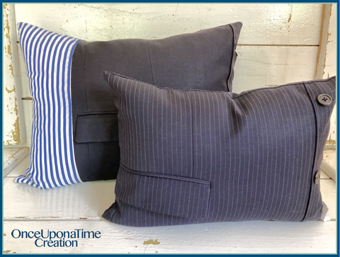 Keepsake pillows made from suit coats by Once Upon a Time Creation