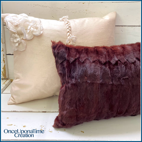 Once Upon a Time Creation Keepsake Pillows made from a Fur Coat and a Wedding Dress