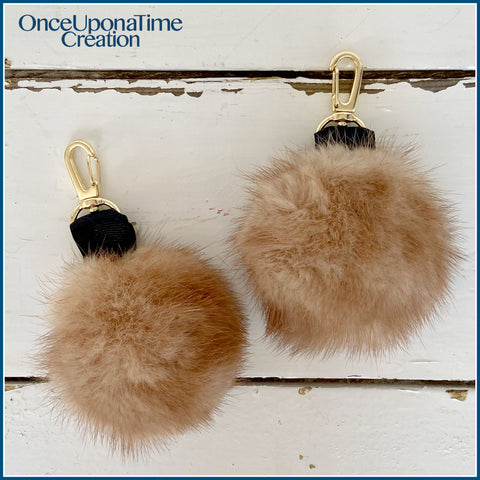 Once Upon a Time Creation Keepsake Keychain Puffs made from a Fur Coat