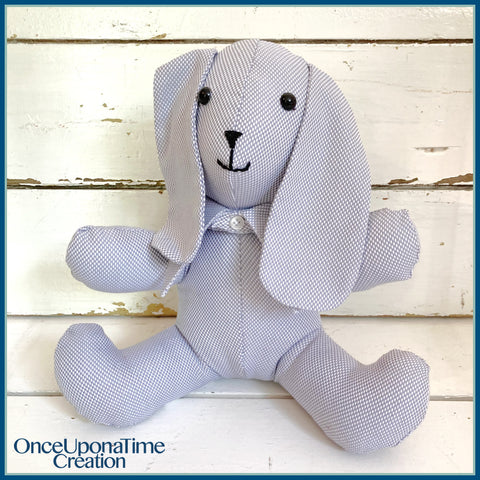 Stuffed Animal Bunny made from  sentimental clothing  by Once Upon a Time Creation