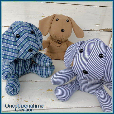 Stuffed Animal Dogs made from mens shirts by Once Upon a Time Creation