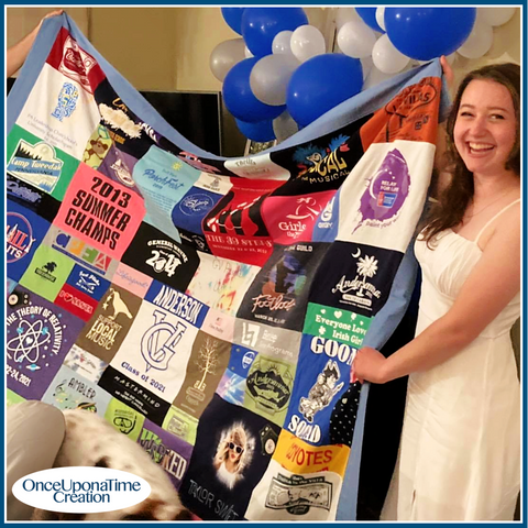 Graduation T-shirt Memory Blanket Quilt by Once Upon a Time Creation