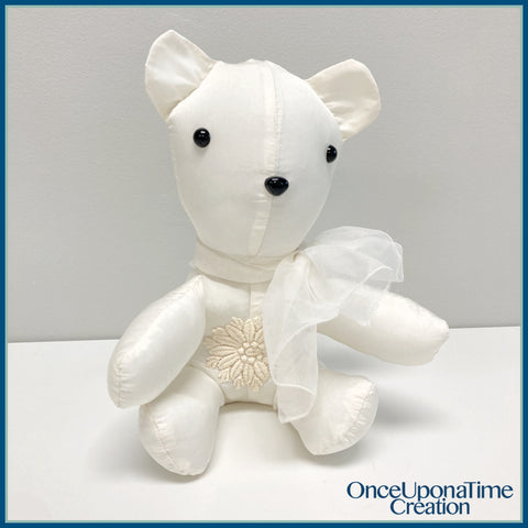 Teddy Bear made from a wedding dress by Once Upon a Time Creation