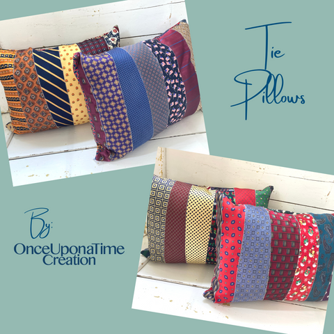 Keepsake memory pillow made from mens ties by Once Upon a Time Creation