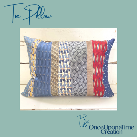 Keepsake memory pillow made from mens ties by Once Upon a Time Creation