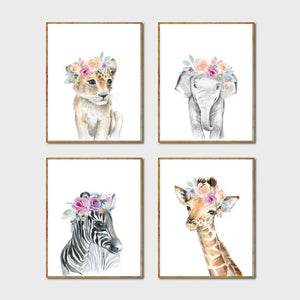 Flower Crown Animals Canvas Prints Embla