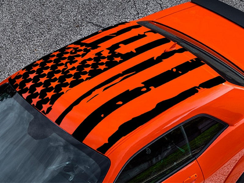 Наклейки для кровли. Винил на Додж Челленджер. Dodge Challenger American Flag. Наклейка на крышу