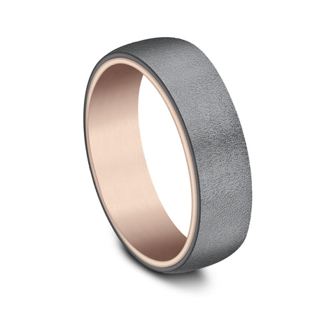 Tantalum Band with 14K Rose Gold Sleeve & Wire Brush Finish