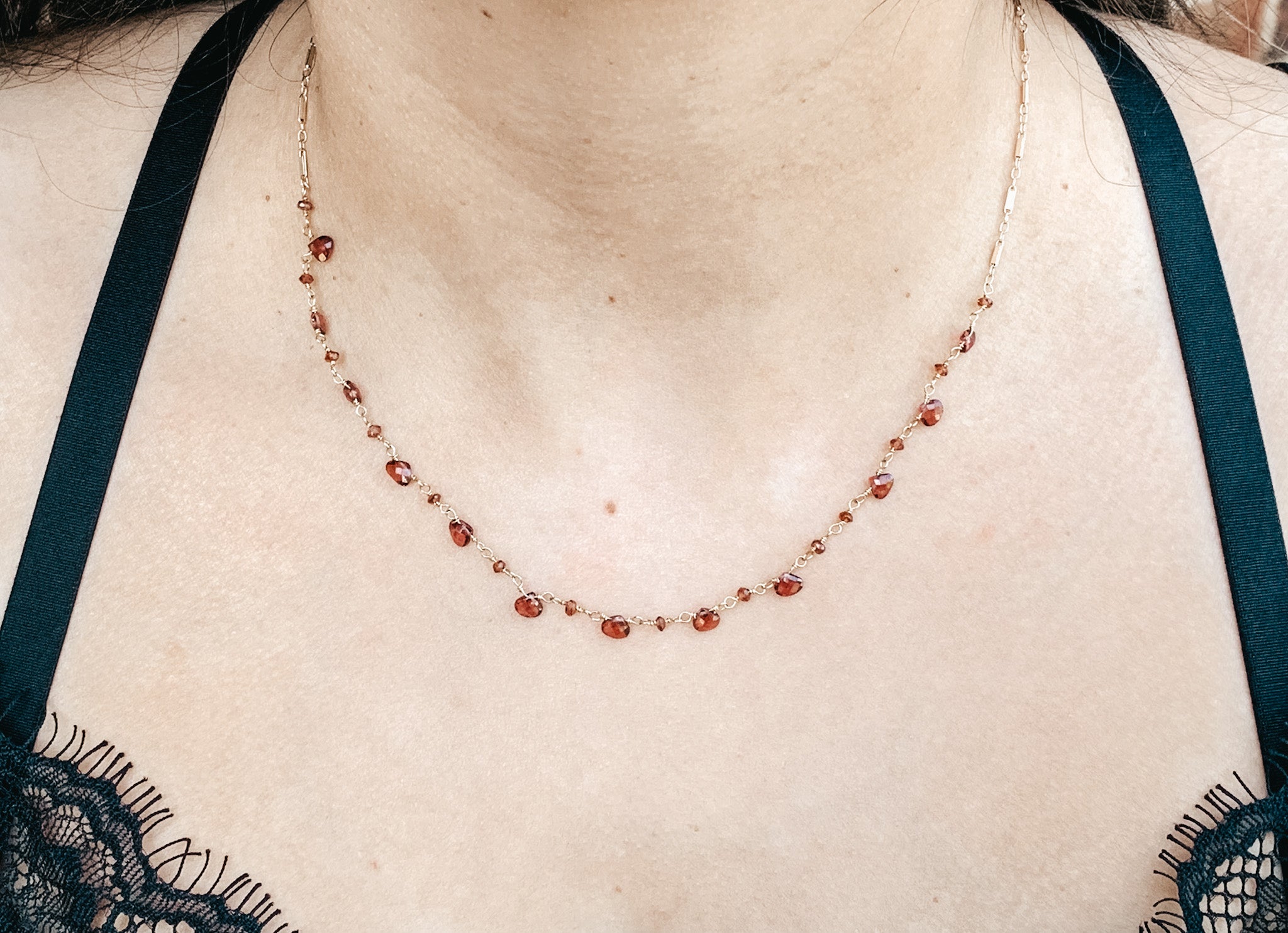 Fancy-cut Garnet Necklace