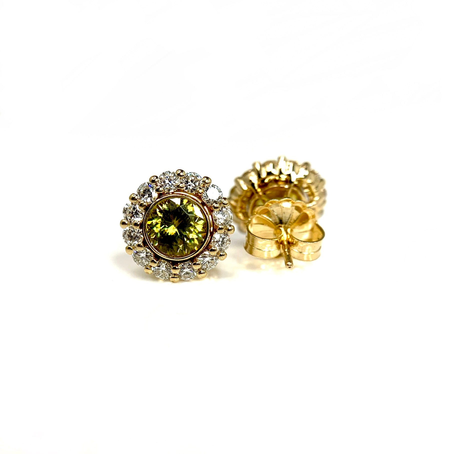 Sphene & Diamond Halo Studs