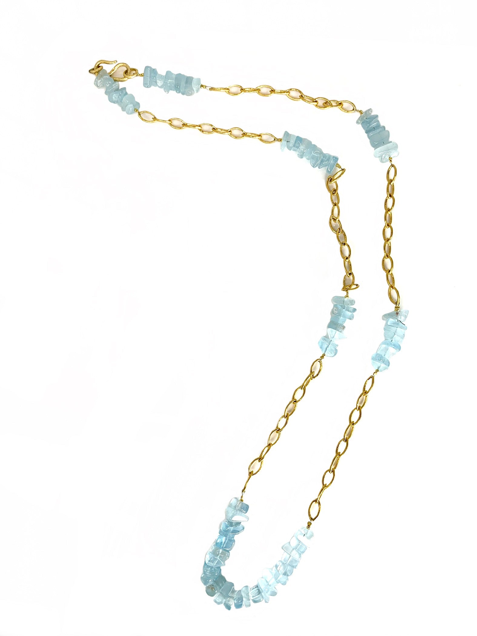 Aquamarine & Gold Bonded Sterling Silver Necklace