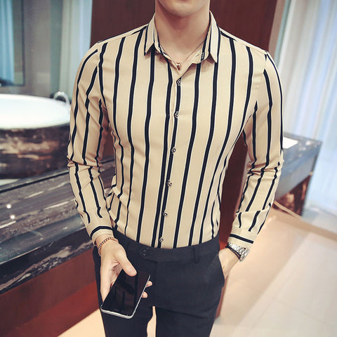 New Striped Shirt Men Fashion Designer Slim Fit Mens Shirts – deevybuy