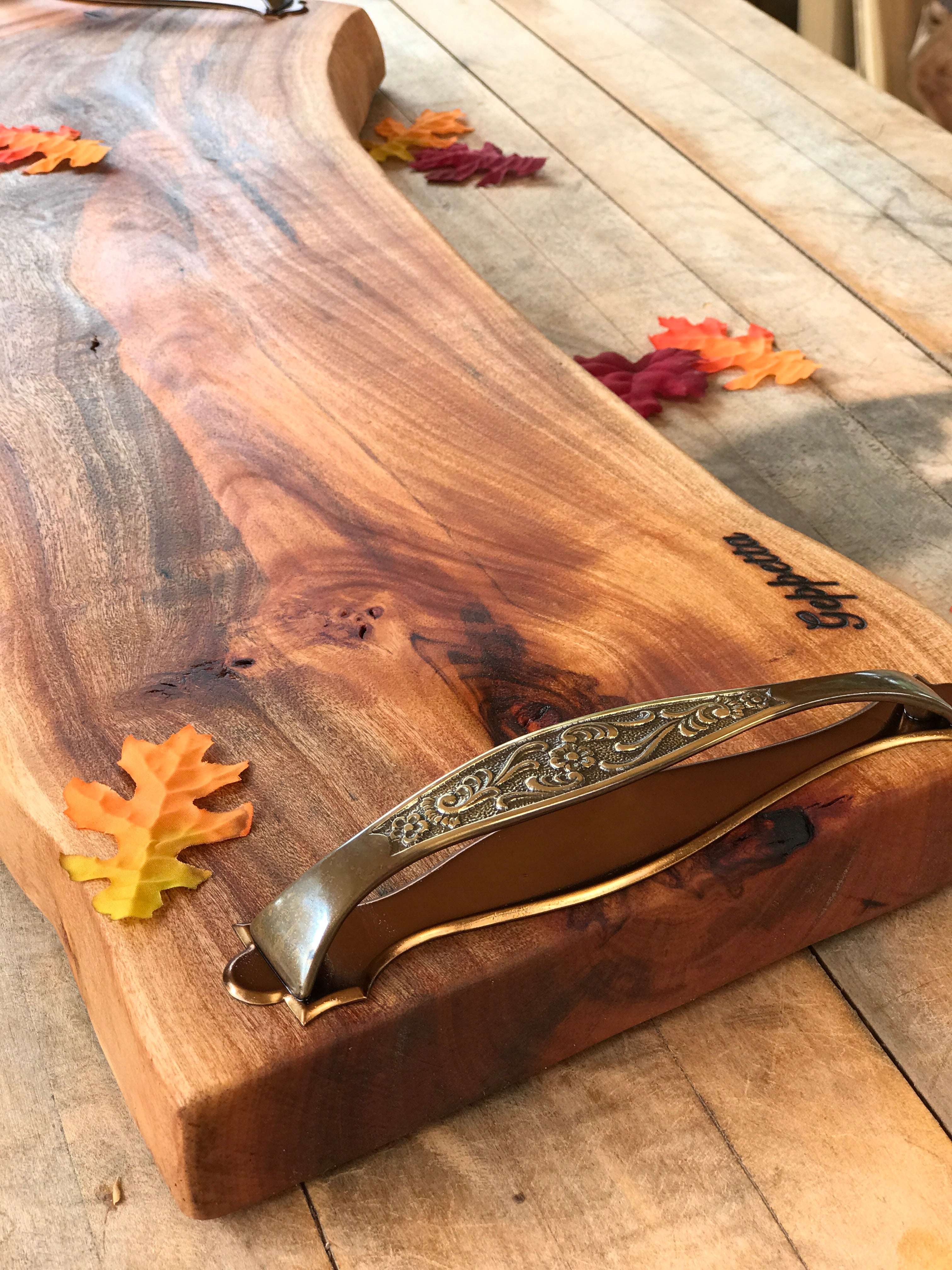 Large Engraved Cutting Board Live Edge Serving Board Cheese and Meat Board  Personalized Housewarming Gift Custom Wooden Wedding Gift 