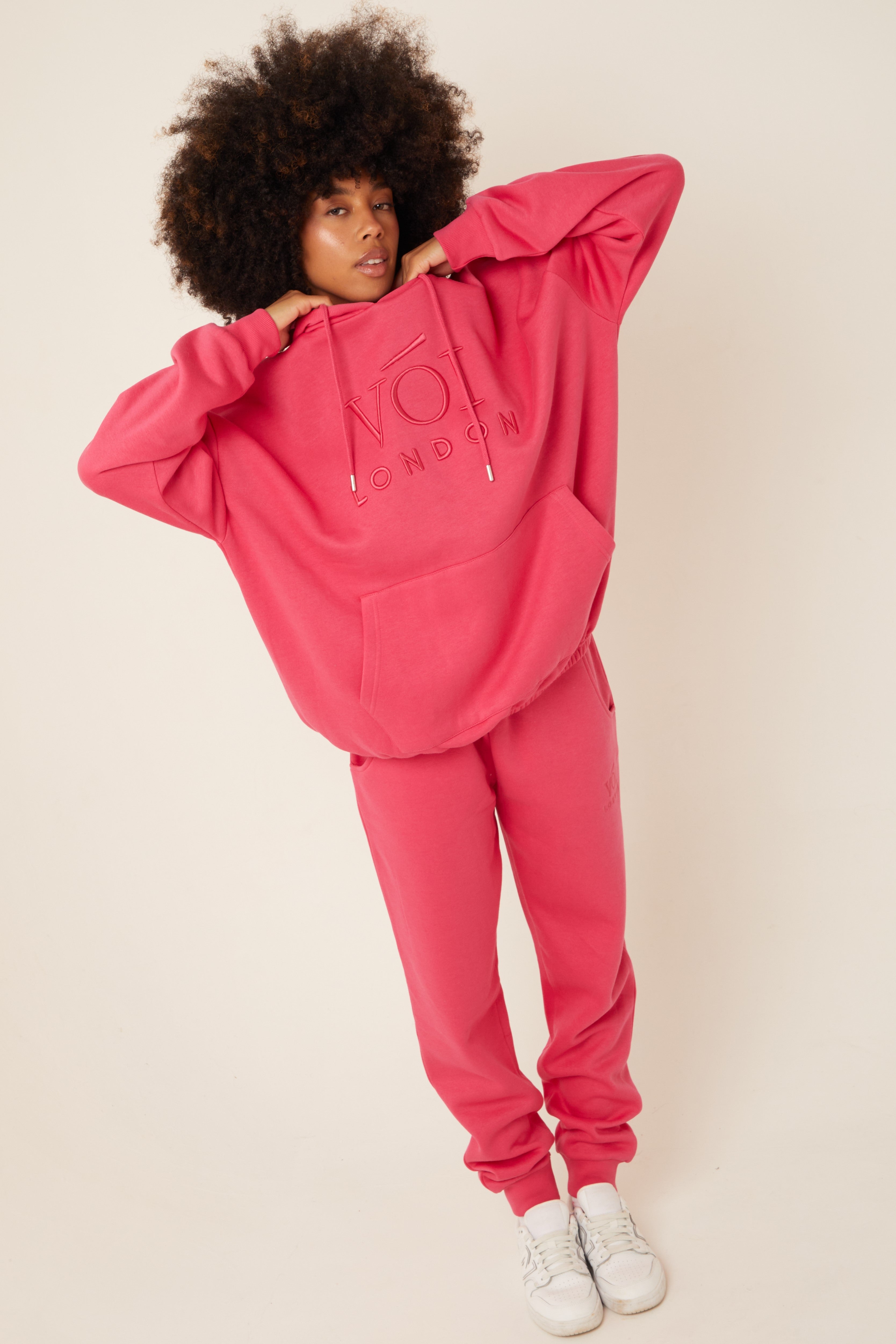 Chelsea Oversized Fleece Tracksuit - Bright Pink