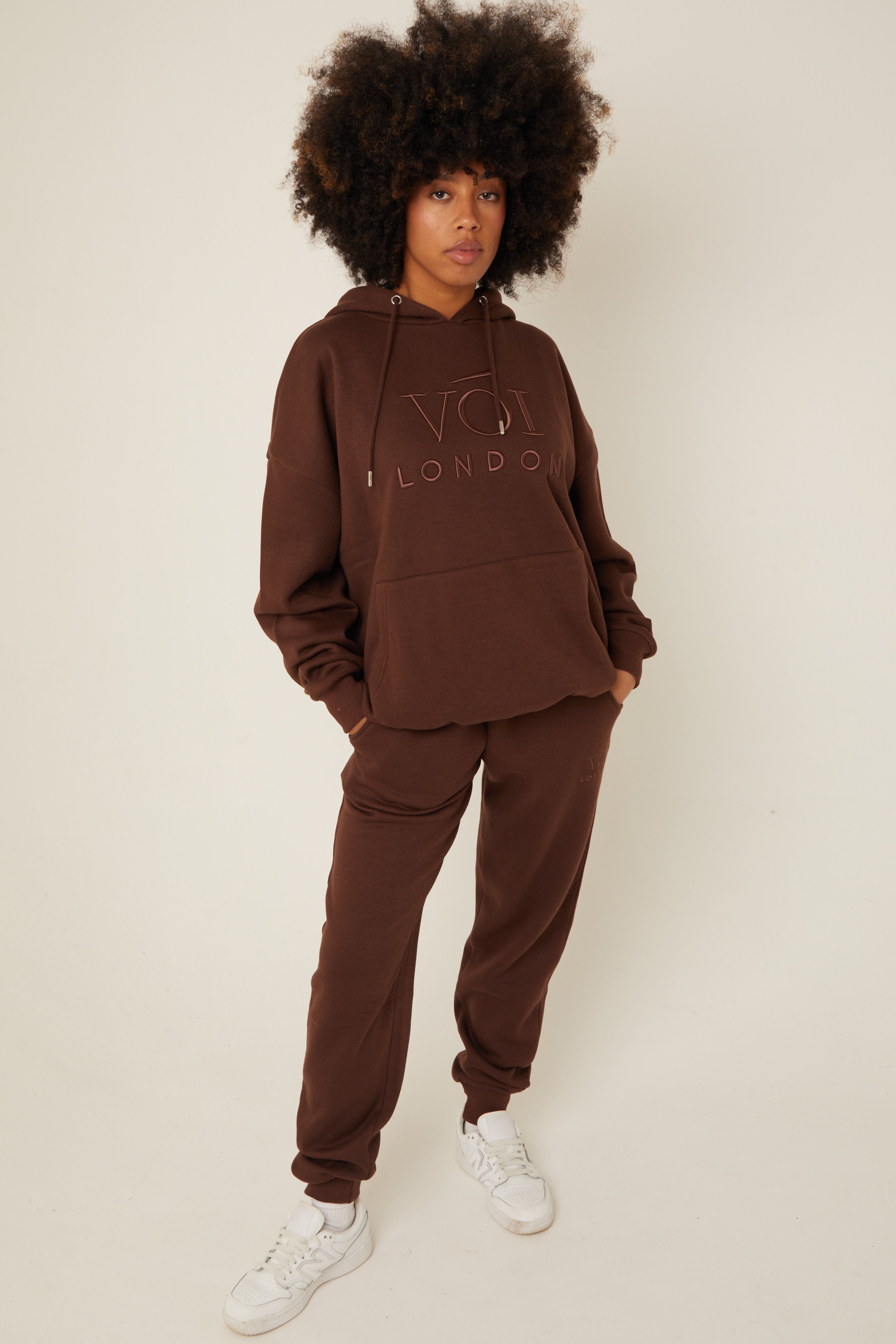 Chelsea Oversized Fleece Tracksuit - Brown