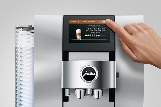 JURA Z10 Aluminum White Super Automatic Espresso Machine, Makes 32 Hot and Cold Beverages #15361
