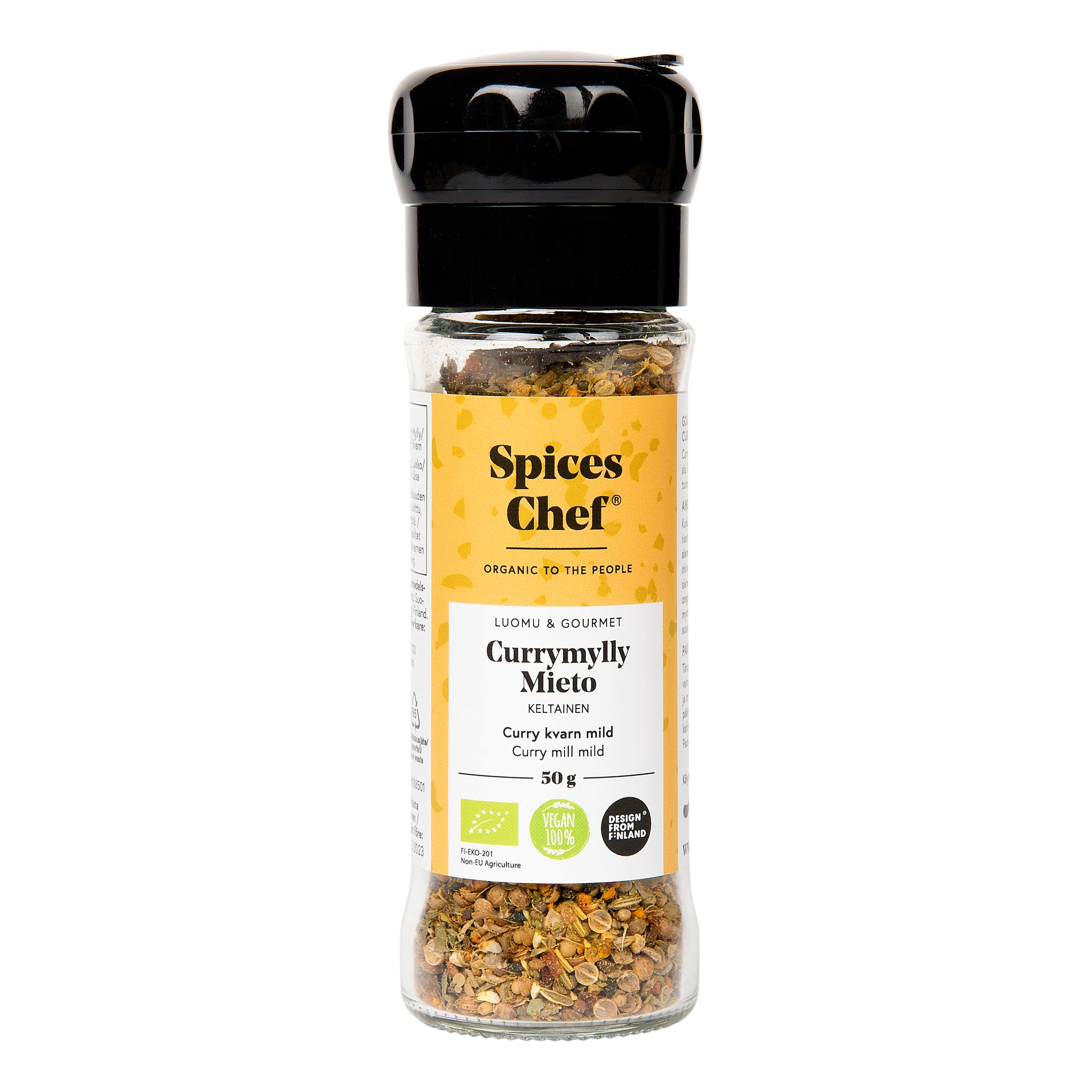 Gourmet Currymylly Mieto 50g luomu - BPA-vapaa maustemylly – Spices Chef