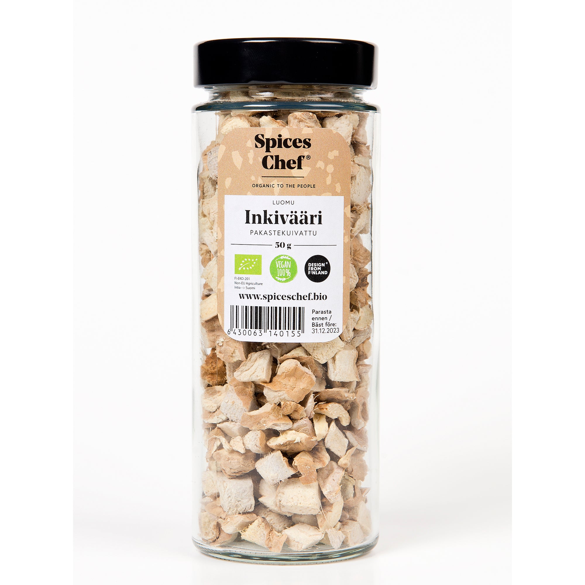 Inkivääri pakastekuivattu 50g luomu, lasipurkki – Spices Chef