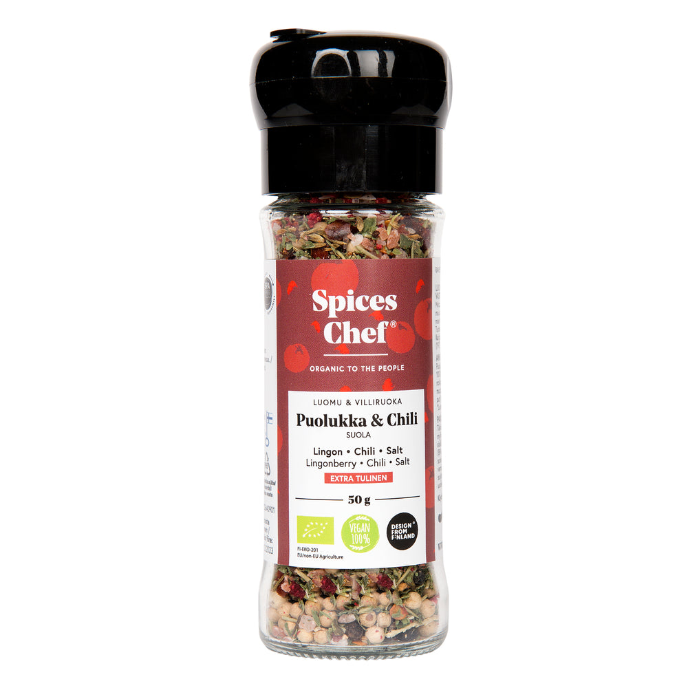 Puolukka & chili – Extra tulinen 50g luomu - BPA-vapaa maustemylly – Spices  Chef