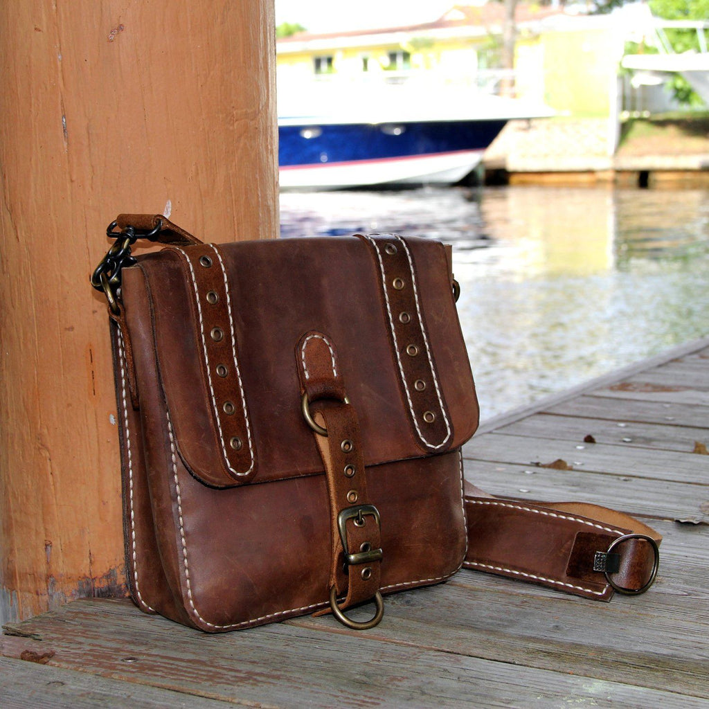 Handcrafted Genuine Vegetal Rustic Brown Leather Postman Shoulder Bag ...