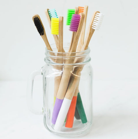 glass jar toothbrush reusable bamboo