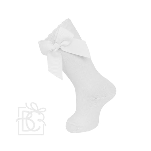 White Knee Socks with Grosgrain Side Bow