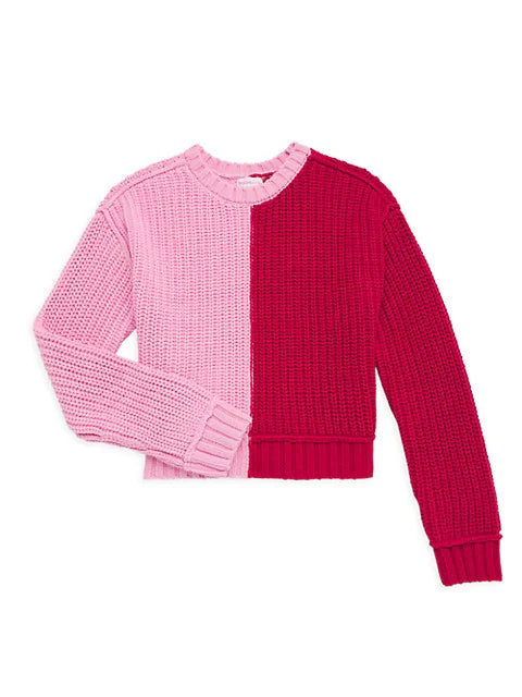 Darling Pink Combo Sweater- Colorblock