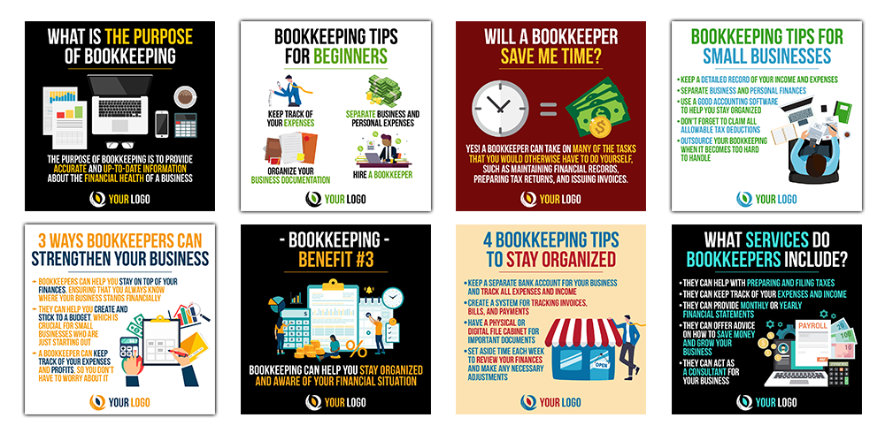 Bookkeeping tips infographics