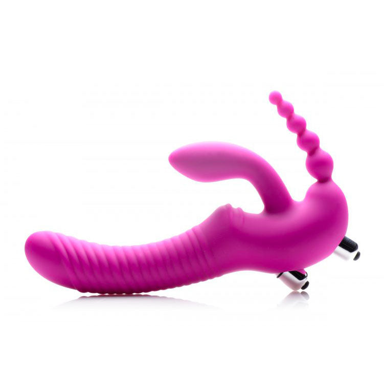 9 inch hot pink duo penetrator for g spot and anal stimulation