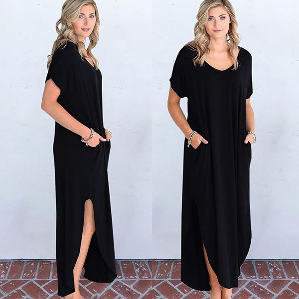 Stylish T-shirt Maxi Dress with Front Slits – Next Deal Shop UK