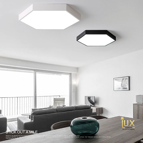 Black White Hexagon Led Ceiling Light