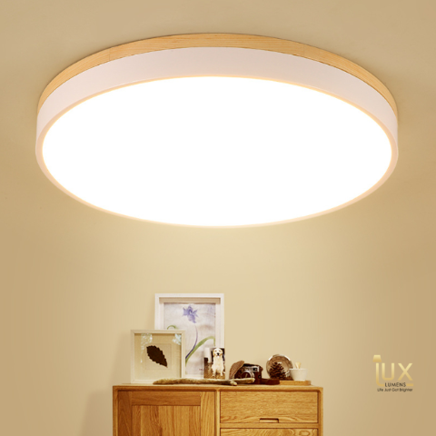 Scandinavian Wood Acrylic Round Led Ceiling Light