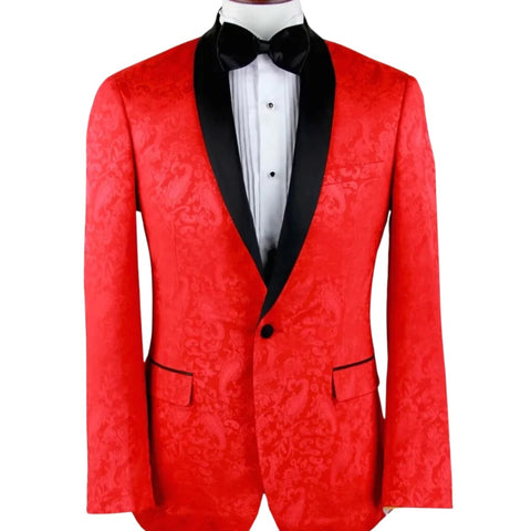 Red with Black Lapel Blazer with matching Bowtie