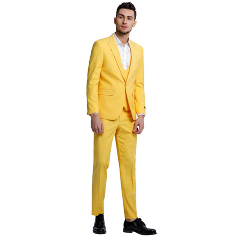 Sunshine Yellow Men's Full Suit - A Prom Night Sensation