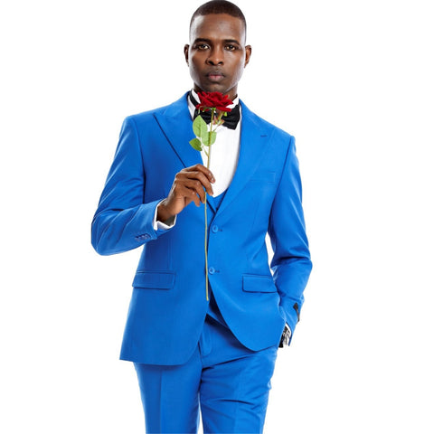 Men's Cerulean Blue Full Suit - The Romantic Prom Ensemble