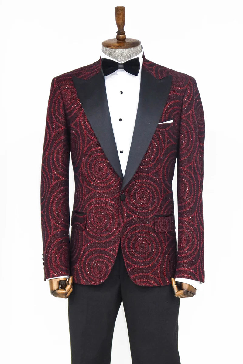 Unique Burgundy Prom Blazer with Hypnose Pattern | KCT Menswear ...