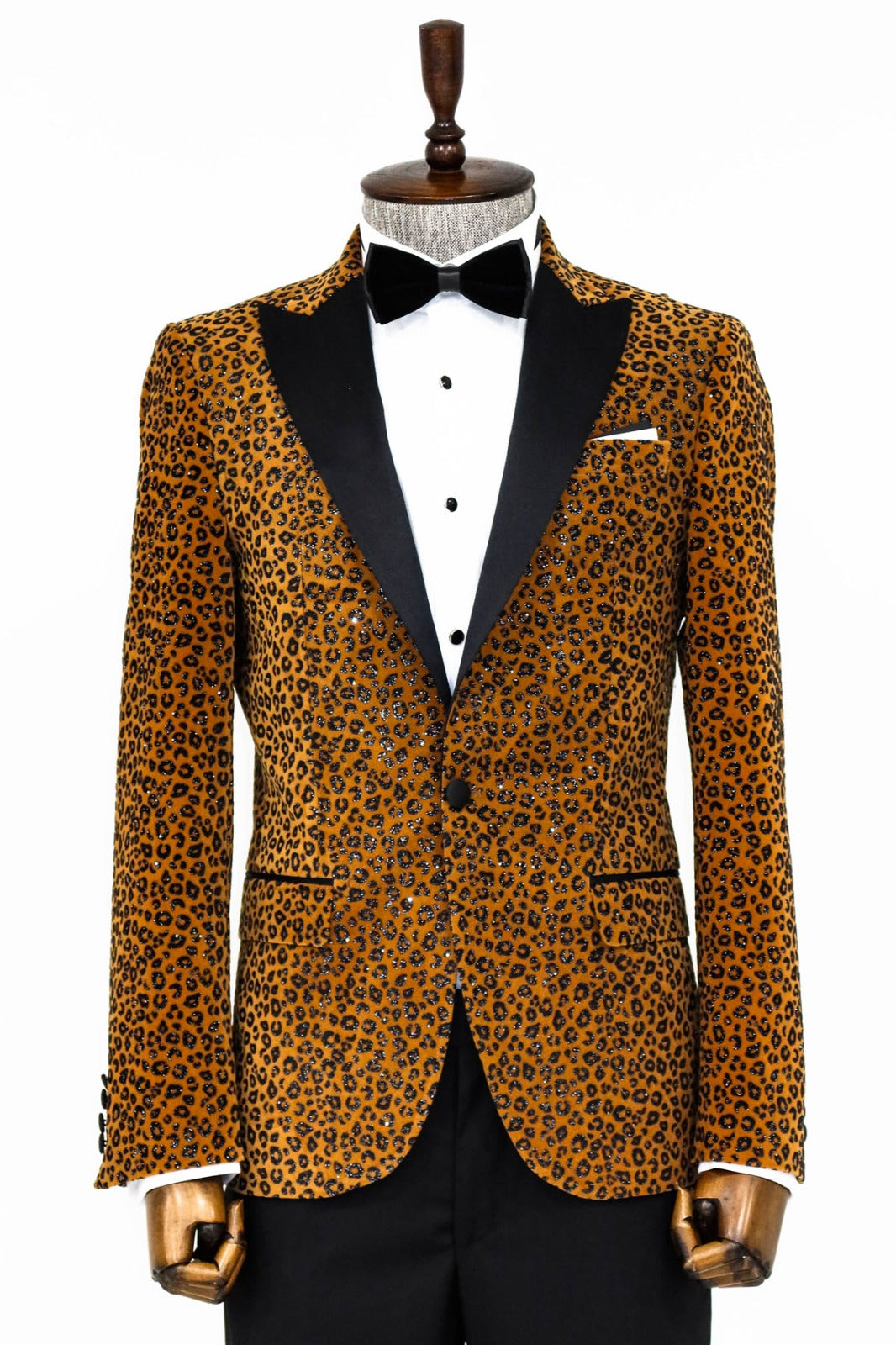 KCT Menswear | Brown Cheetah Velvet Paisley Engraved Prom Blazer | Men ...