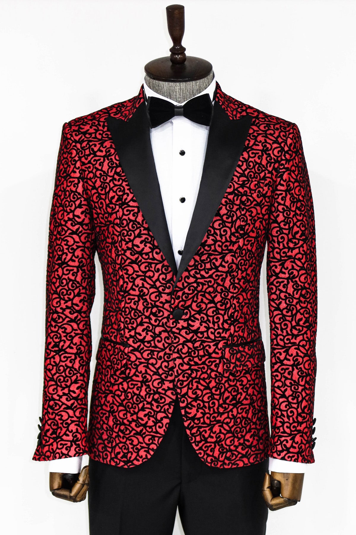 Red Sparkle Black Pattern Prom Blazer | KCT Menswear – KCTMenswear