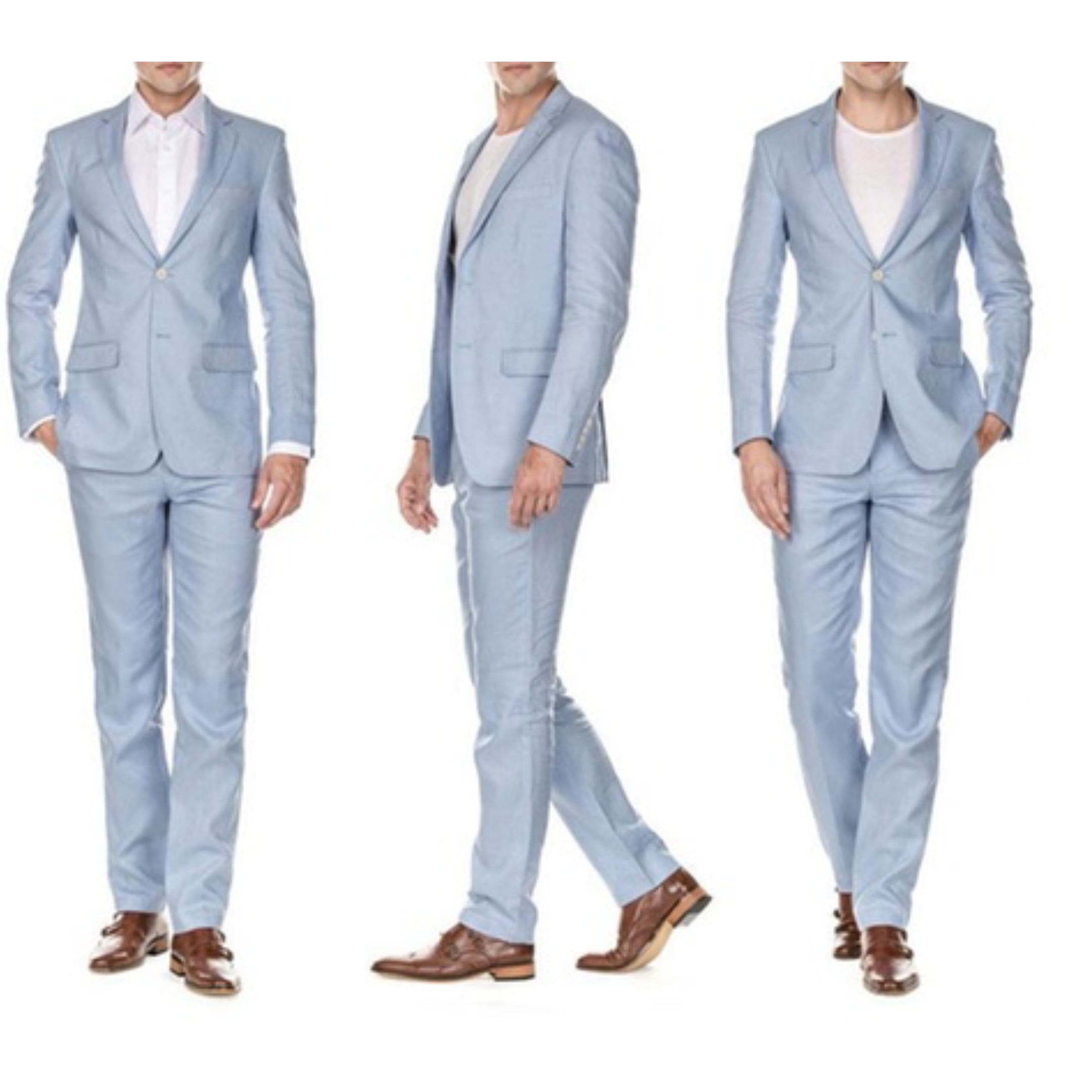 Linen Light Blue Two Piece Suit – KCTMenswear