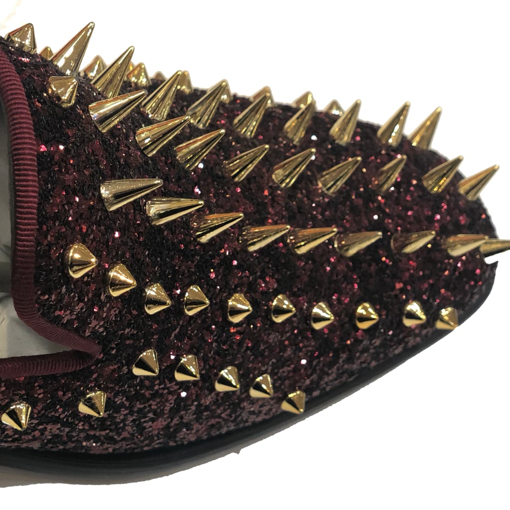 gold spiked prom shoes