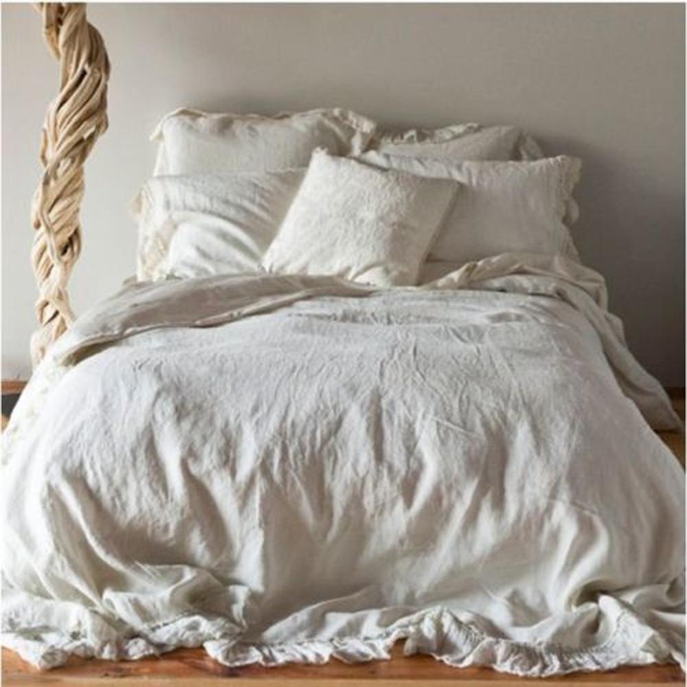 French Ruffled Flax Linen Duvet Cover Fig Avenue